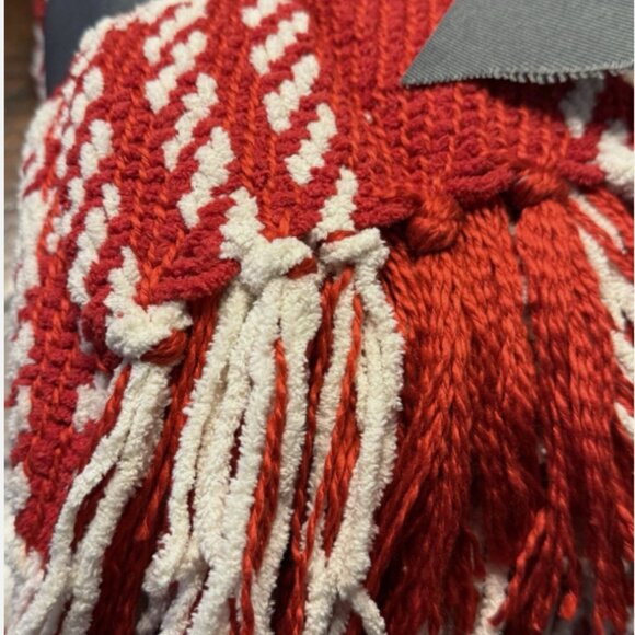 NEW Target Threshold Knit Fringed Throw Blanket 50x60” | Holiday Red White Plaid - Picture 6 of 6